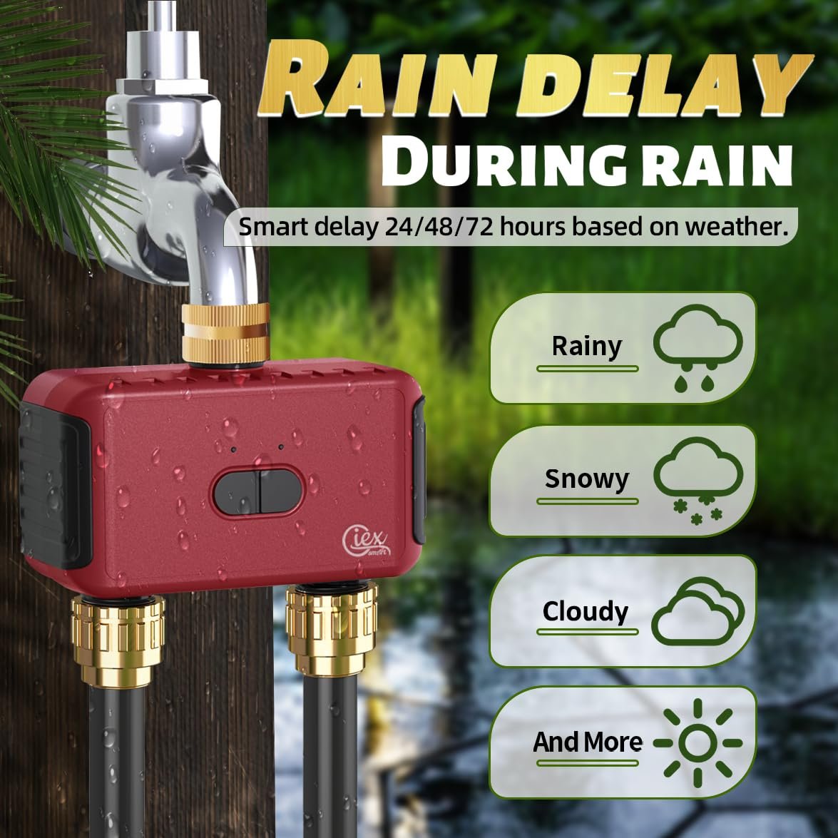 GIEX ZIGBEE 2-Zone Sprinkler Timer GX-03,Smart Irrigation Garden Hose Watering Controller Require TUYA Zigbee Hub, Support TUYA Smart Life - Image 4