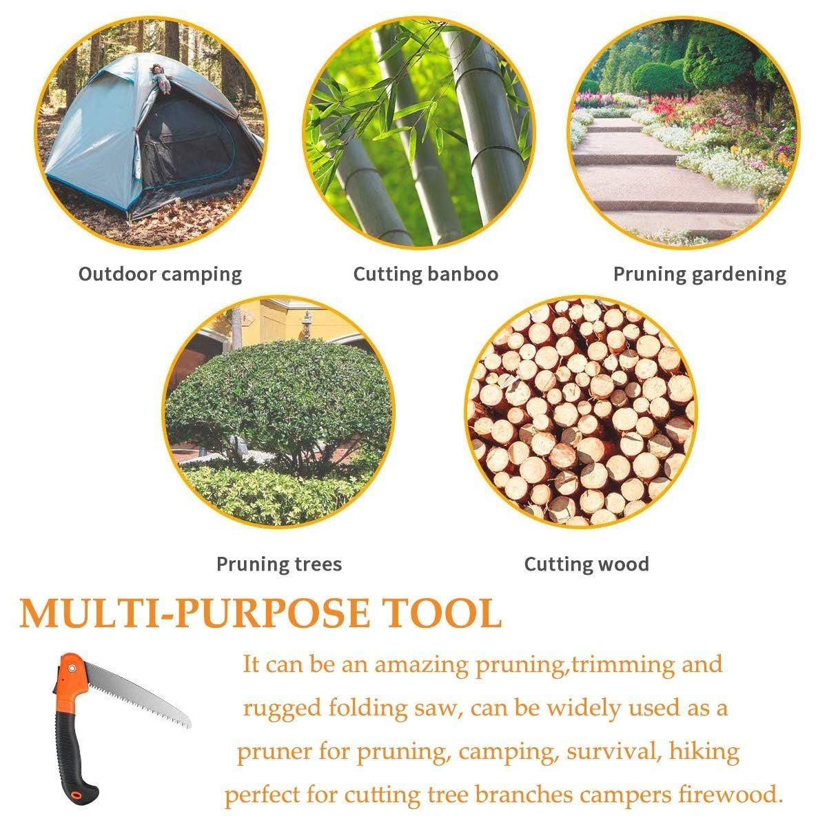 Heavy Duty Plant Cutter - Outdoor Hacksaws, 18 cm Steel Blade, Folding Saw for Patio Repair & Travel Camps - Image 9