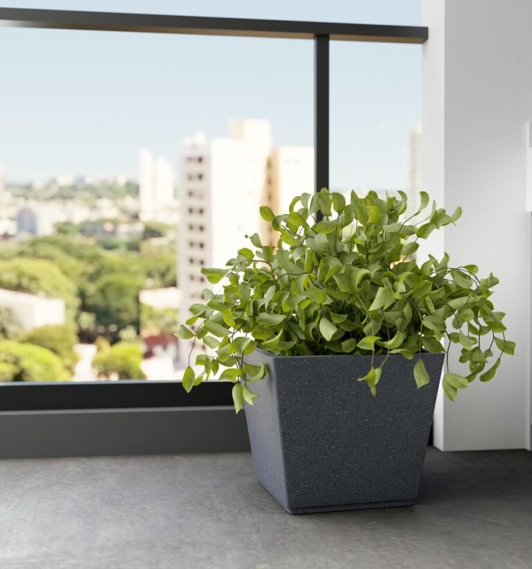 FOXB GK 12 Inch Pots for Plants Highly Durable Polymers Lightweight Indoor Outdoor Plant Pots, Flower Pot Gamla Tree Planter Planters for Living Room, Balcony, Garden, Gray