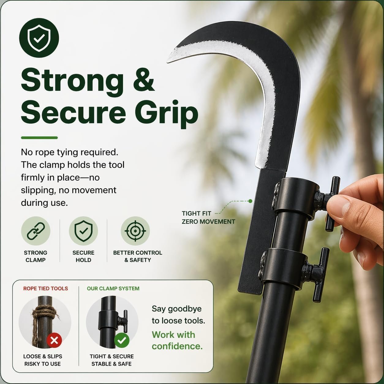 Heavy Duty Agricultural Sickle Cutter Head, Tempered Steel Grass Cutting & Crop Harvesting Tool for Farming, Gardening, Tree Branch Trimming & Coconut Plucking - Image 2
