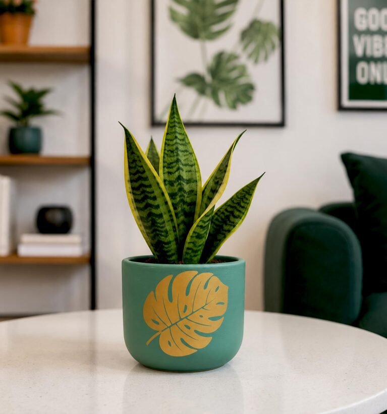 Monstera Muse Handcrafted Terracotta Planter | Monstera Leaf Design | Indoor Clay Pot for Living Room | Artisan Decorative Flower Pot | Drainage Hole | 4.5 Inch