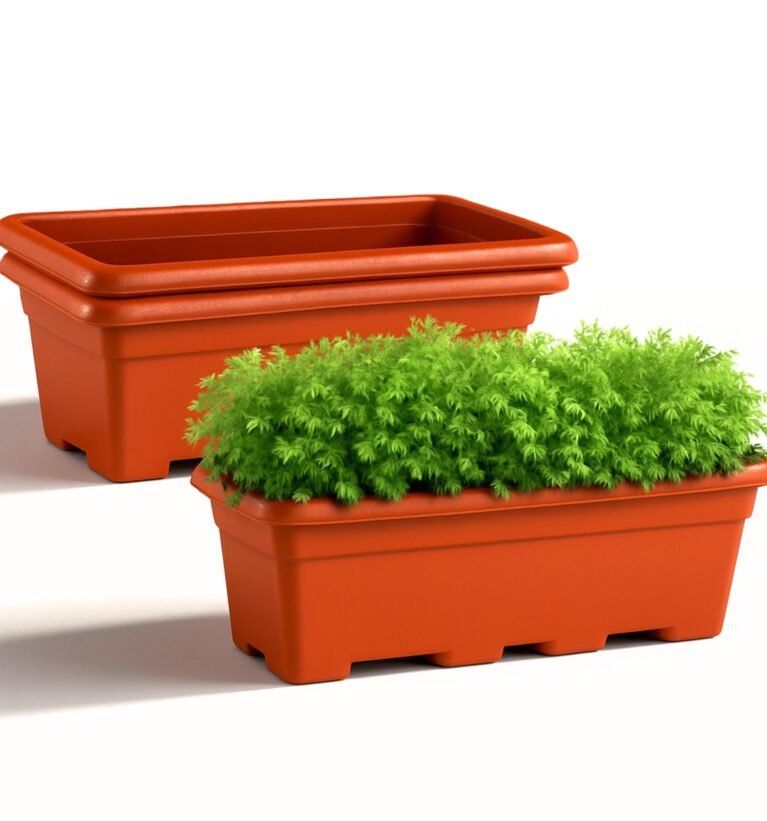 24 Inch Pack of 3 - Rectangular Planters for Window,Indoor & Outdoor- Plant pots for Balcony, Durable UV Treated Red Long Flower Pot, Fade & Crack Resistant gamla for Plants