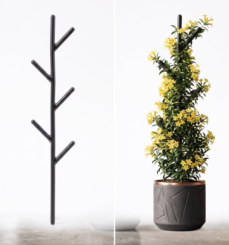 Plant Support Stakes| Trellis | Strong and Healthy Plant and Bonsai | Office Desk| Frill - Trellis Stake for Pots | Rustproof Black Iron Garden Stand15 Inch
