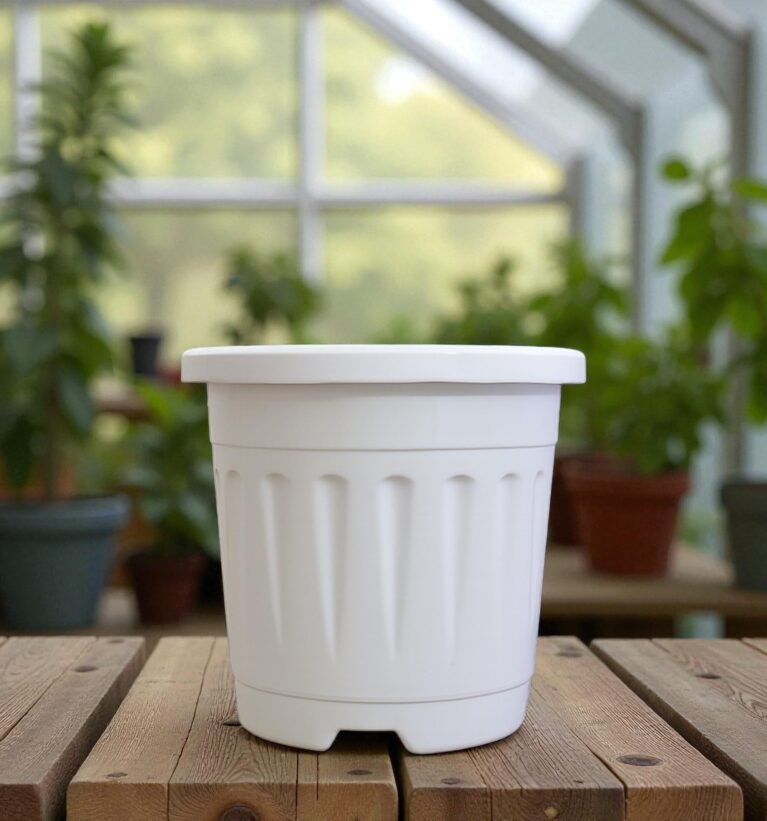Tropical Botanic Plastic Round Pot | 6 inch - Pack of 6 | Color - White | Durable UV-Stabilized, Fade-Proof Pots for All Kind of Plants