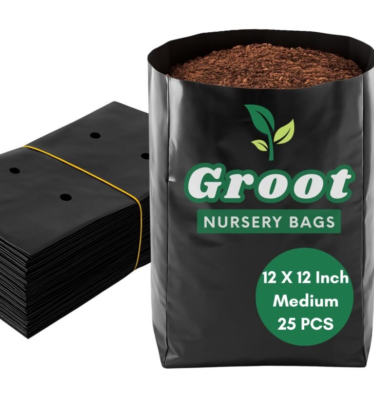 12 x 12 Inches Medium - 25 Qty Black Plastic Cover Poly Grow Nursery Plant Bags | Plant Bags for Home Garden | Nursery Bags for Plants | Nursery Pot for Plant