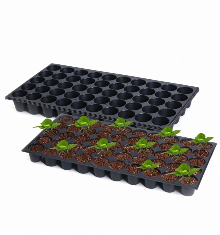 Seedling Trays for Plants - 50 Cavities (Pack of 5) | 2X Thicker, Durable & Reusable Germination Tray for Farms & Kitchen Gardens