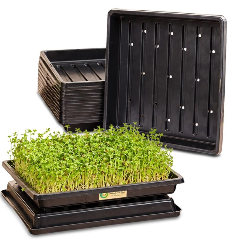 Smiling Greens 1010 Microgreens Tray Bulk Set | 10 Pairs / 20 Trays | 10 × 10 Inch | Drainage & Base Trays | Reusable Indoor Growing for Microgreens, Wheatgrass & Herbs