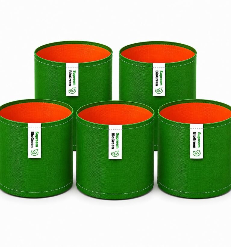 Industries HDPE Grow Bags 9 x 9 Pack of 5 | Heavy Duty Fabric Grow Bags for Terrace, Balcony & Home Gardening