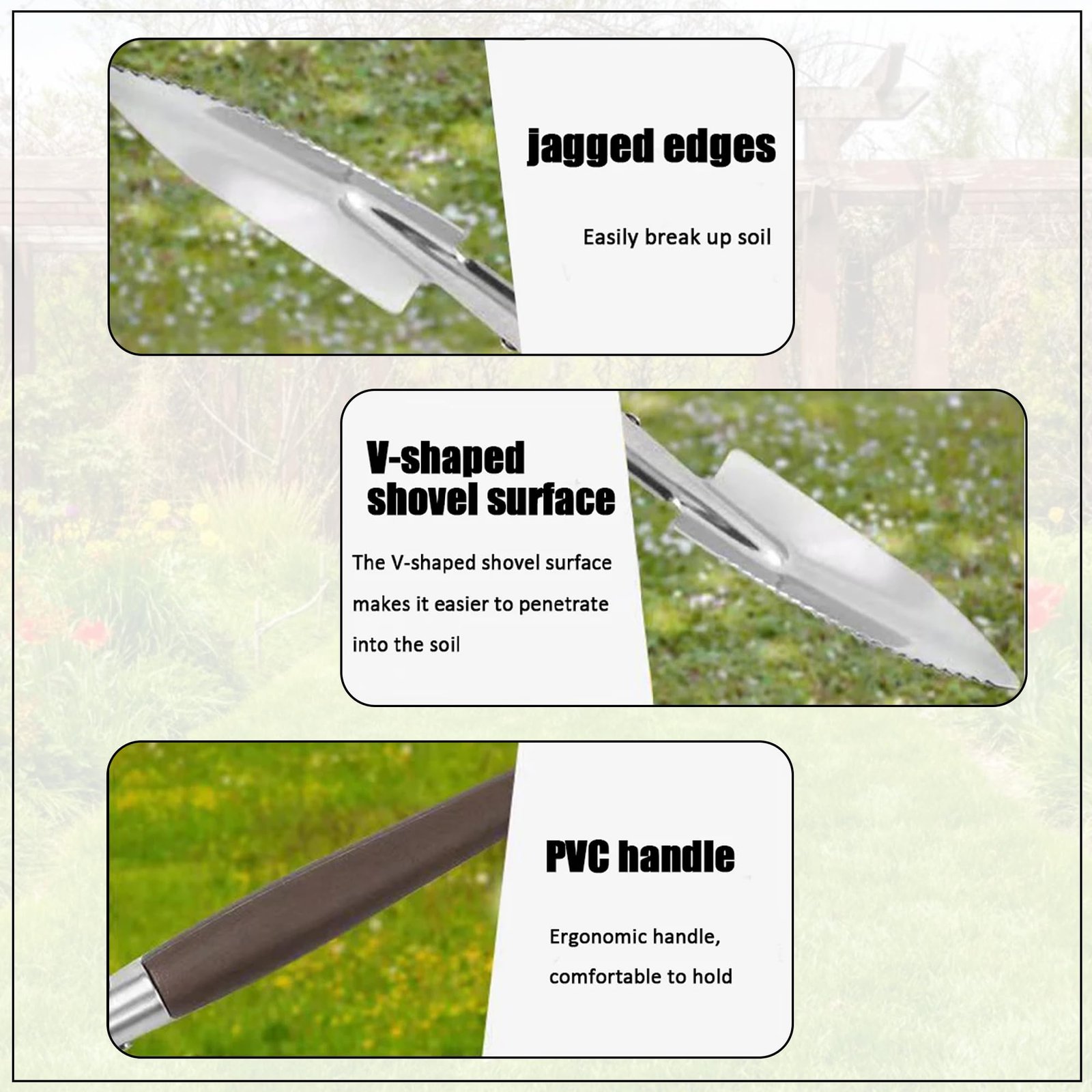 ® Garden Hand Tools 3 Pieces of Mini Garden Tools Trowel, Shovel, Cultivator, Outdoor and Indoor Portable Tool Set for Digging, Weeding, Planting - Image 5