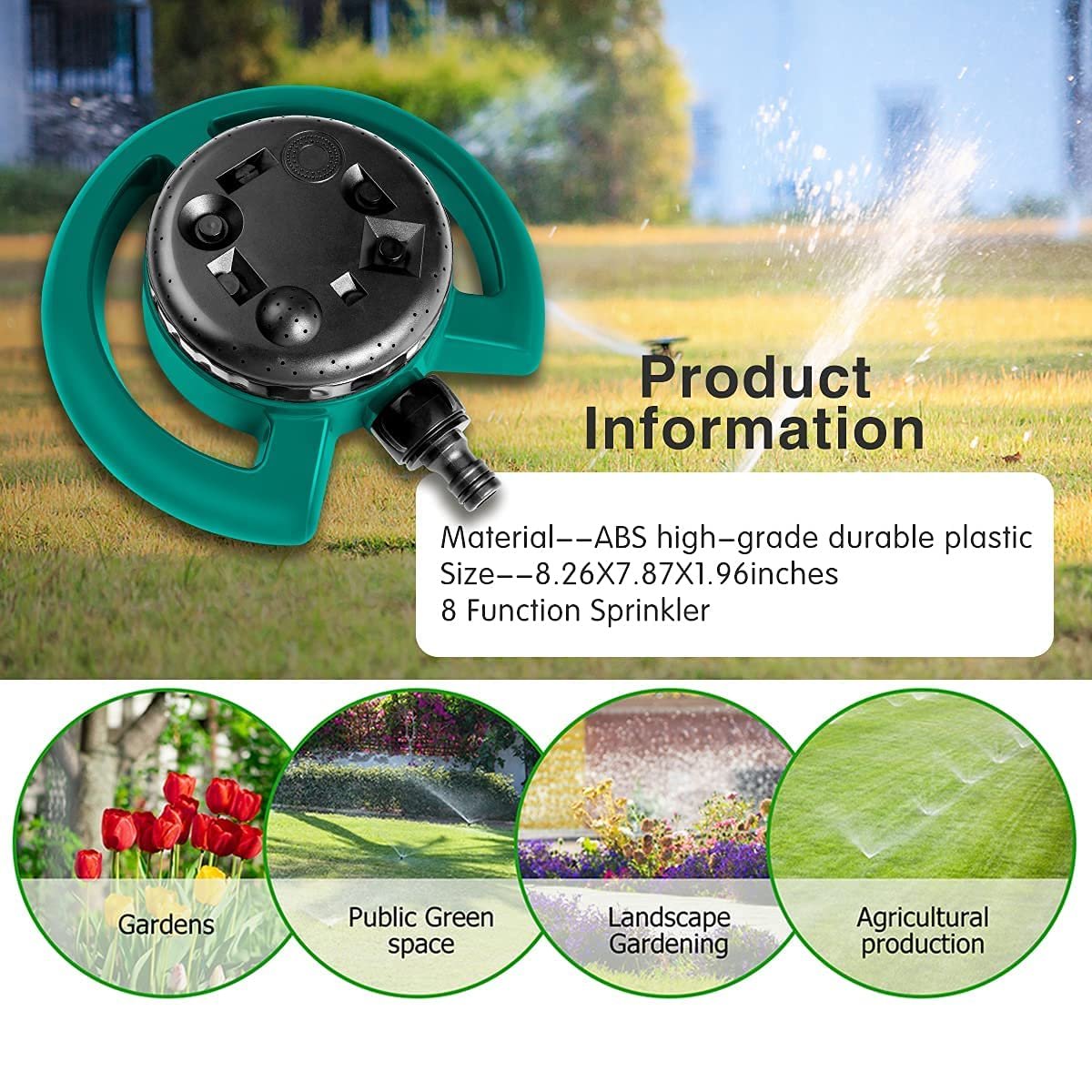 Garden Sprinkler System, 3 Nozzles, 360° Rotation, Automatic Timer, Remote Control - Image 3