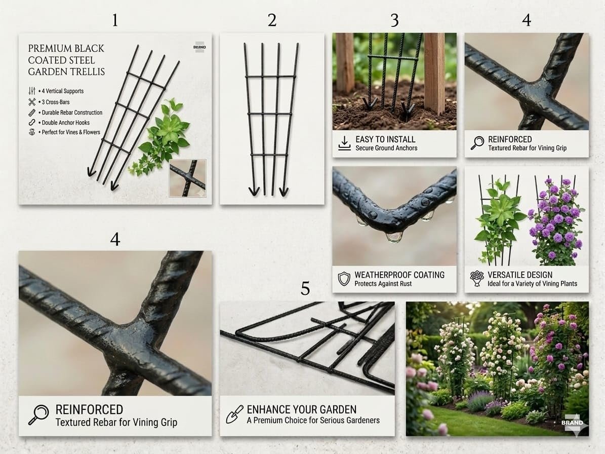 Plant Trellis - Durable Support for Climbing Plants, Vines, and Creepers, Ideal for Indoor and Outdoor Gardening Use (5) - Image 4
