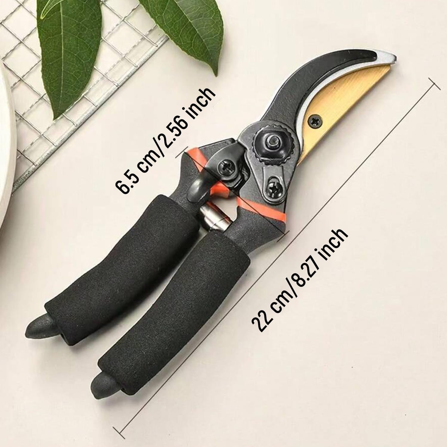 8 Inch Heavy Duty Bypass Plant Cutter for Garden, Pruners for Plants Cutting Gardening Scissors with Safety Lock, Pruning Shears for Indoor Outdoor Plants, Flower, Herb, Stem, Branch (Black) - Image 2