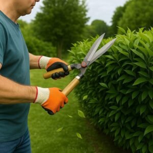 Garden Hedge Shears, 4mm Thick Carbon Blade with Wooden Handle
