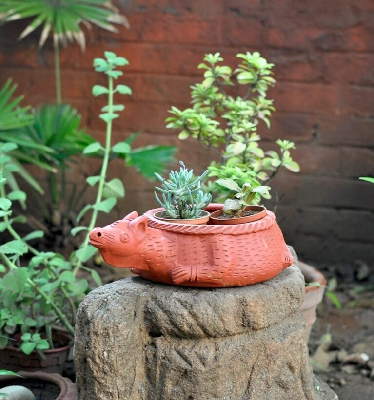 Terracotta Kangaroo Planter Decorative Flower Pot