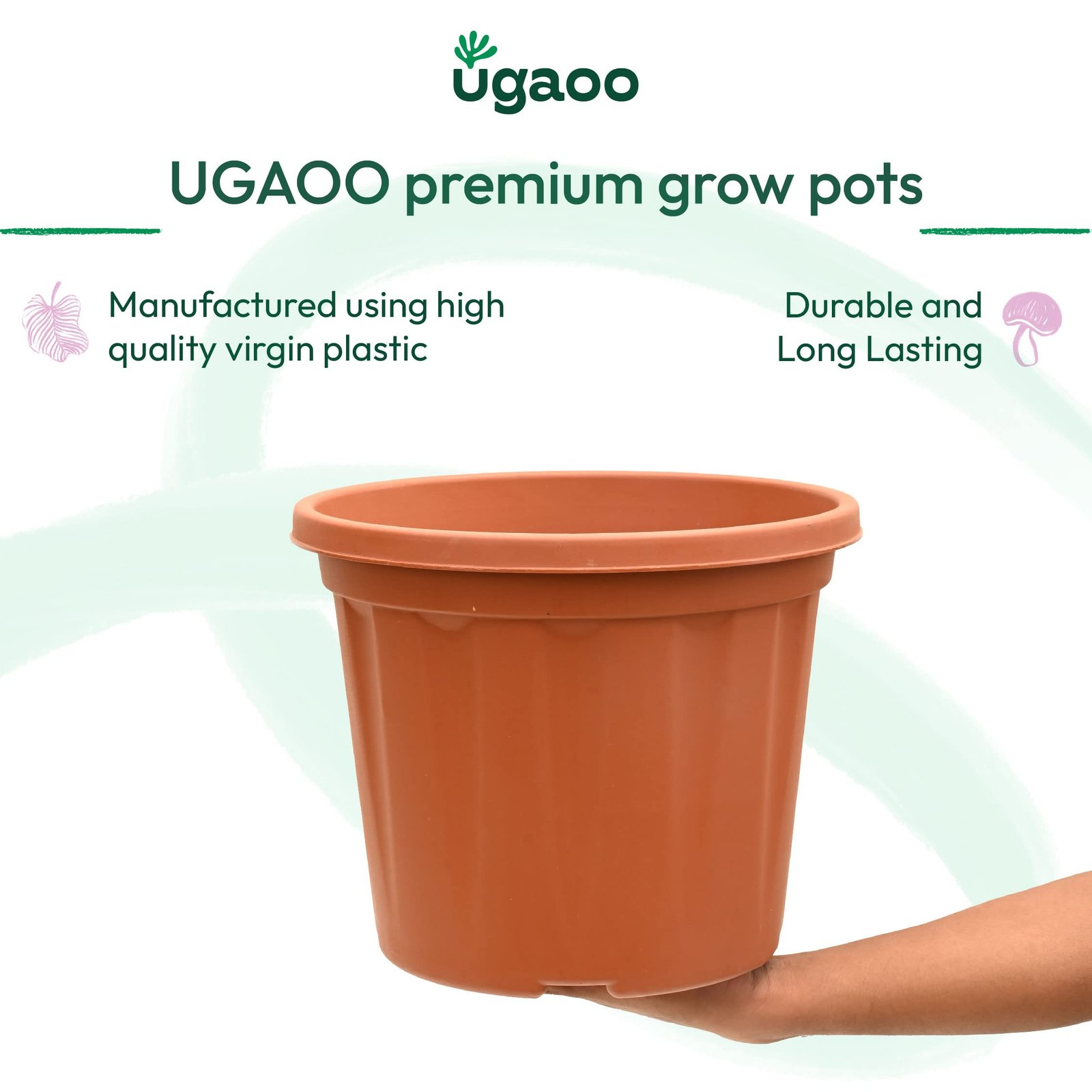 UV Treated Gardening Pots and Planters for Plants (12 inch Brown/Terracotta Color Set of 3 Plastic Pots) - Image 2