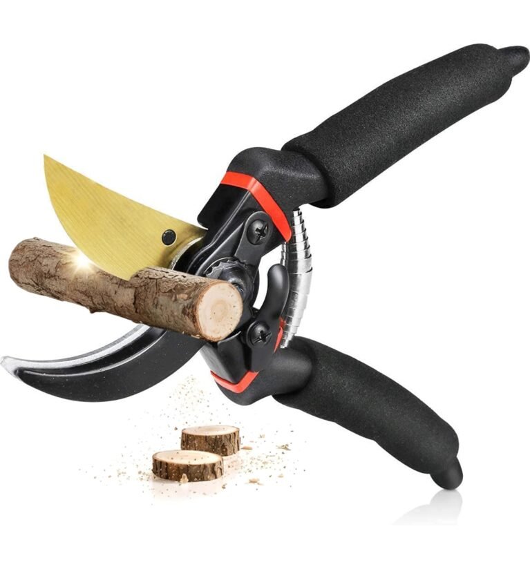 8 Inch Heavy Duty Bypass Plant Cutter for Garden, Pruners for Plants Cutting Gardening Scissors with Safety Lock, Pruning Shears for Indoor Outdoor Plants, Flower, Herb, Stem, Branch (Black)