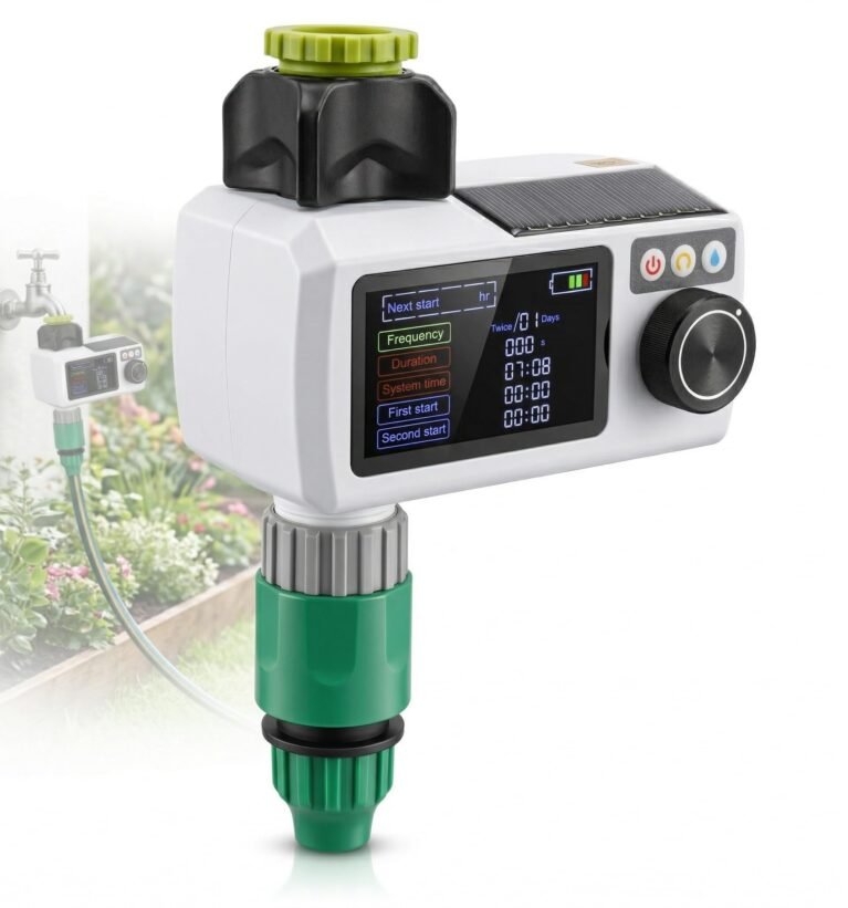Solar Sprinkler Timer for Garden Hose, Programmable with Rain Delay, Self-Inspection, IP68 Automatic Drip Irrigation Controller