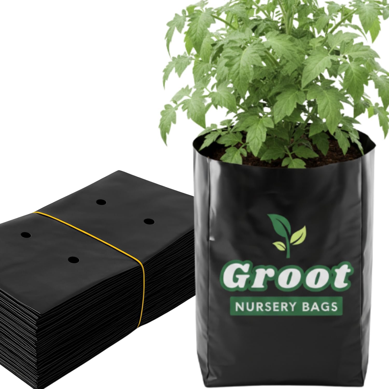 8 x 10, Medium - Pack of 200 | Poly Grow Nursery Plant Bags | Plant Bags for Home Garden | Plastic Nursery Bags for Plants - Black Color for Flower & Fruits - Image 8