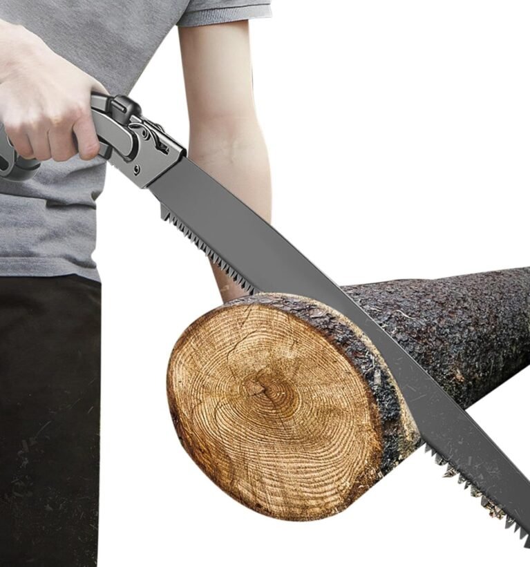 Hand Saw for Wood Cutting, Folding Tree Pruning Saw with Safety Lock, Portable Wood Cutter Tool, Ergonomic Comfort Grip Handle, Sharp Serrated Blade for Gardening, Camping, Outdoor & Farm Use