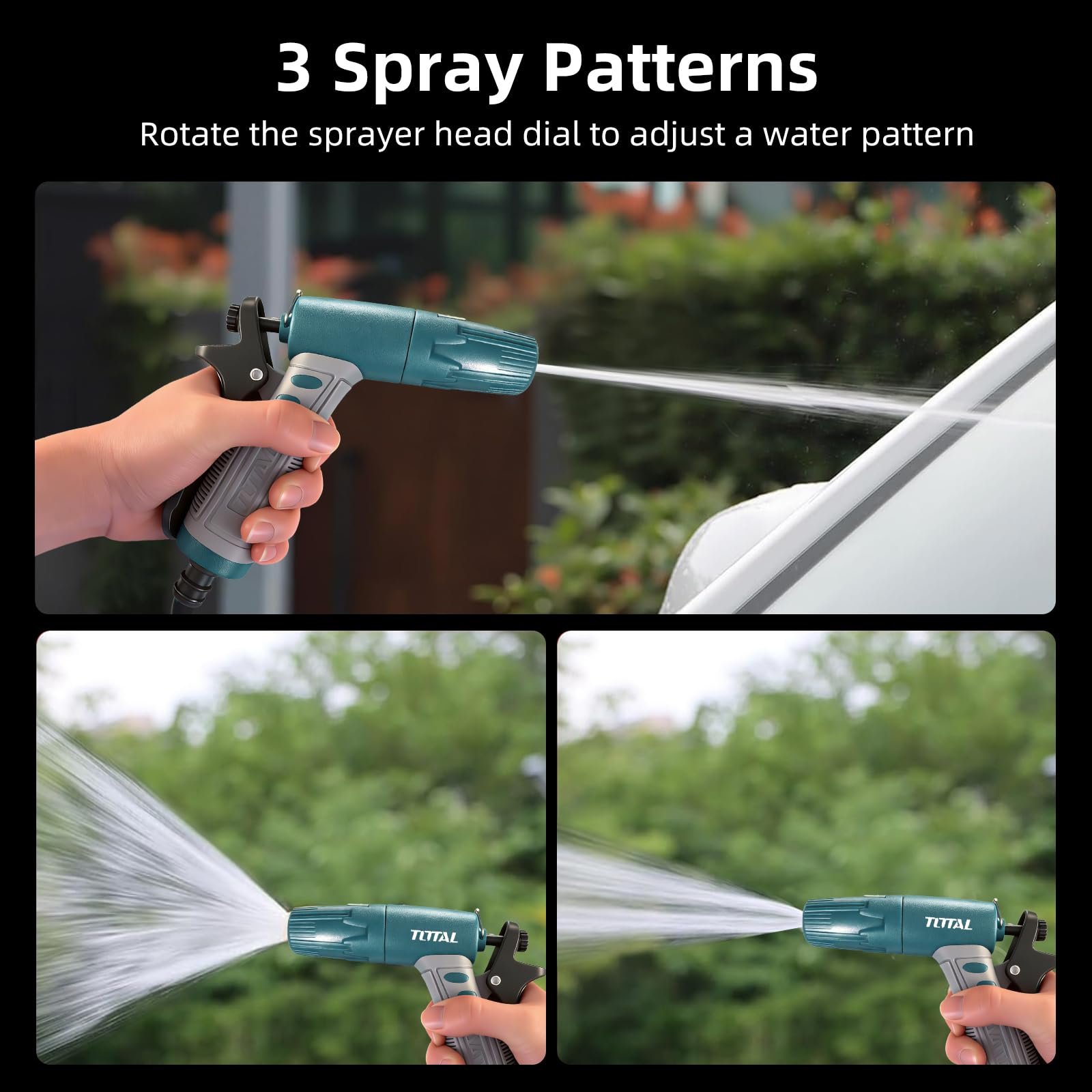 Garden Hose Trigger Nozzle, 3 Spray Modes, 3/4 Inch Hose Adaptor - Image 2