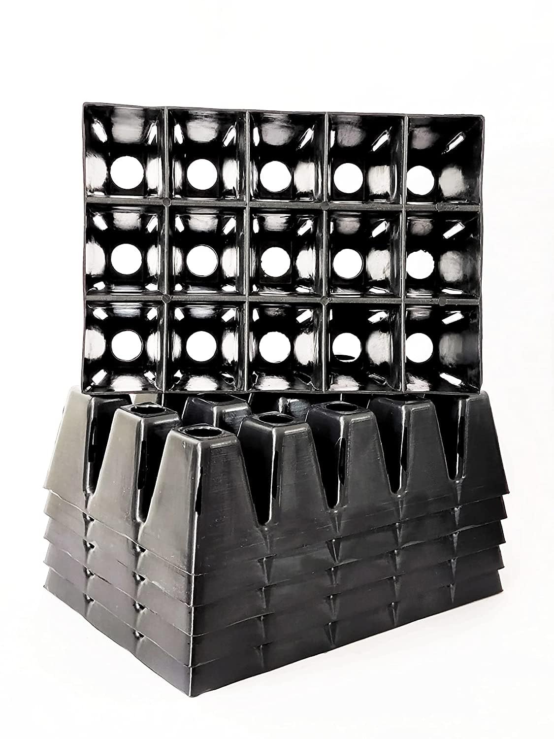 Seedling Tray for Germination and Seedling, Saffron Grow Tray, 15 Cells/pots | Pack of 1 Tray | Reusable, Square, Black - Image 4