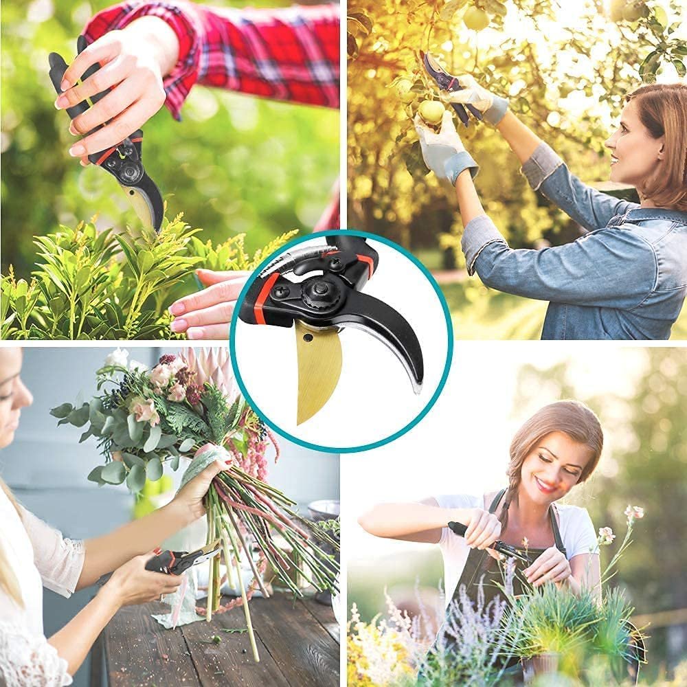 8 Inch Heavy Duty Bypass Plant Cutter for Garden, Pruners for Plants Cutting Gardening Scissors with Safety Lock, Pruning Shears for Indoor Outdoor Plants, Flower, Herb, Stem, Branch (Black) - Image 5