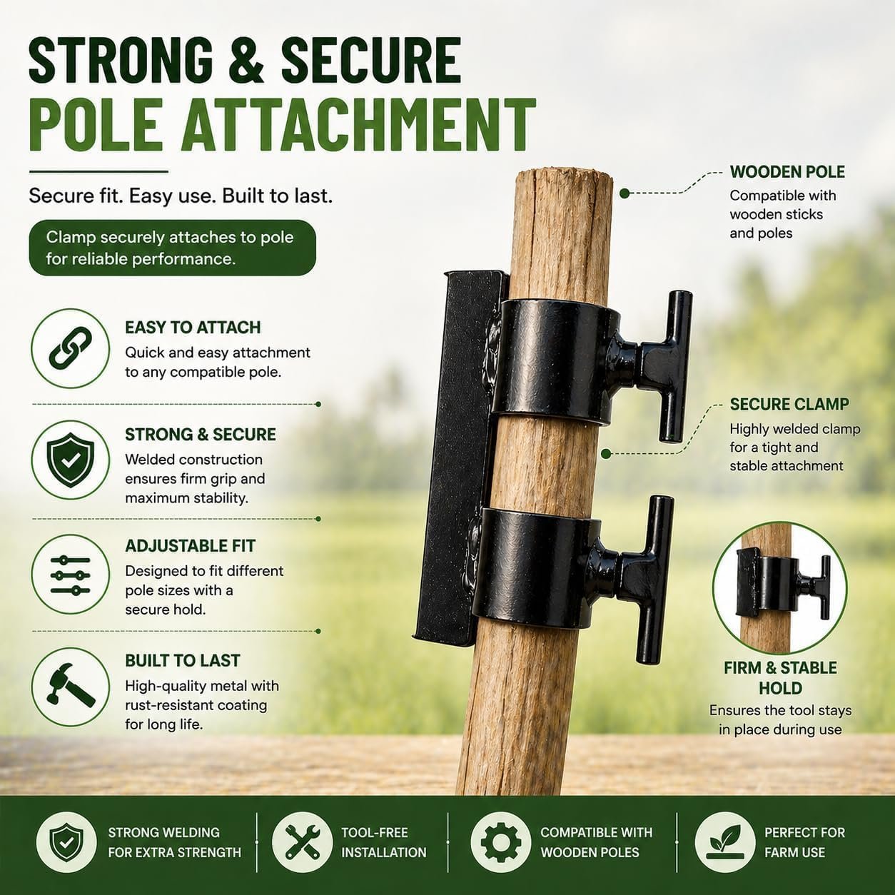 Heavy Duty Agricultural Sickle Cutter Head, Tempered Steel Grass Cutting & Crop Harvesting Tool for Farming, Gardening, Tree Branch Trimming & Coconut Plucking - Image 4