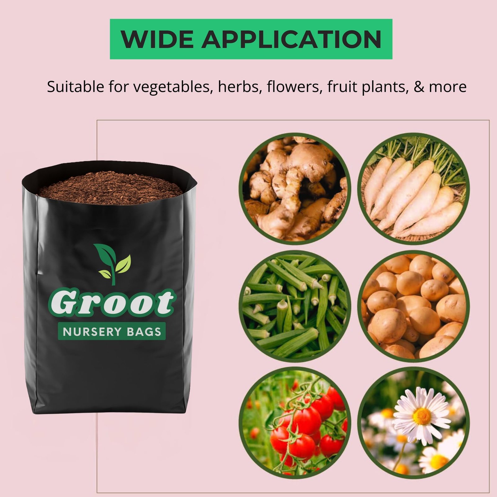 8 x 10, Medium - Pack of 200 | Poly Grow Nursery Plant Bags | Plant Bags for Home Garden | Plastic Nursery Bags for Plants - Black Color for Flower & Fruits - Image 4