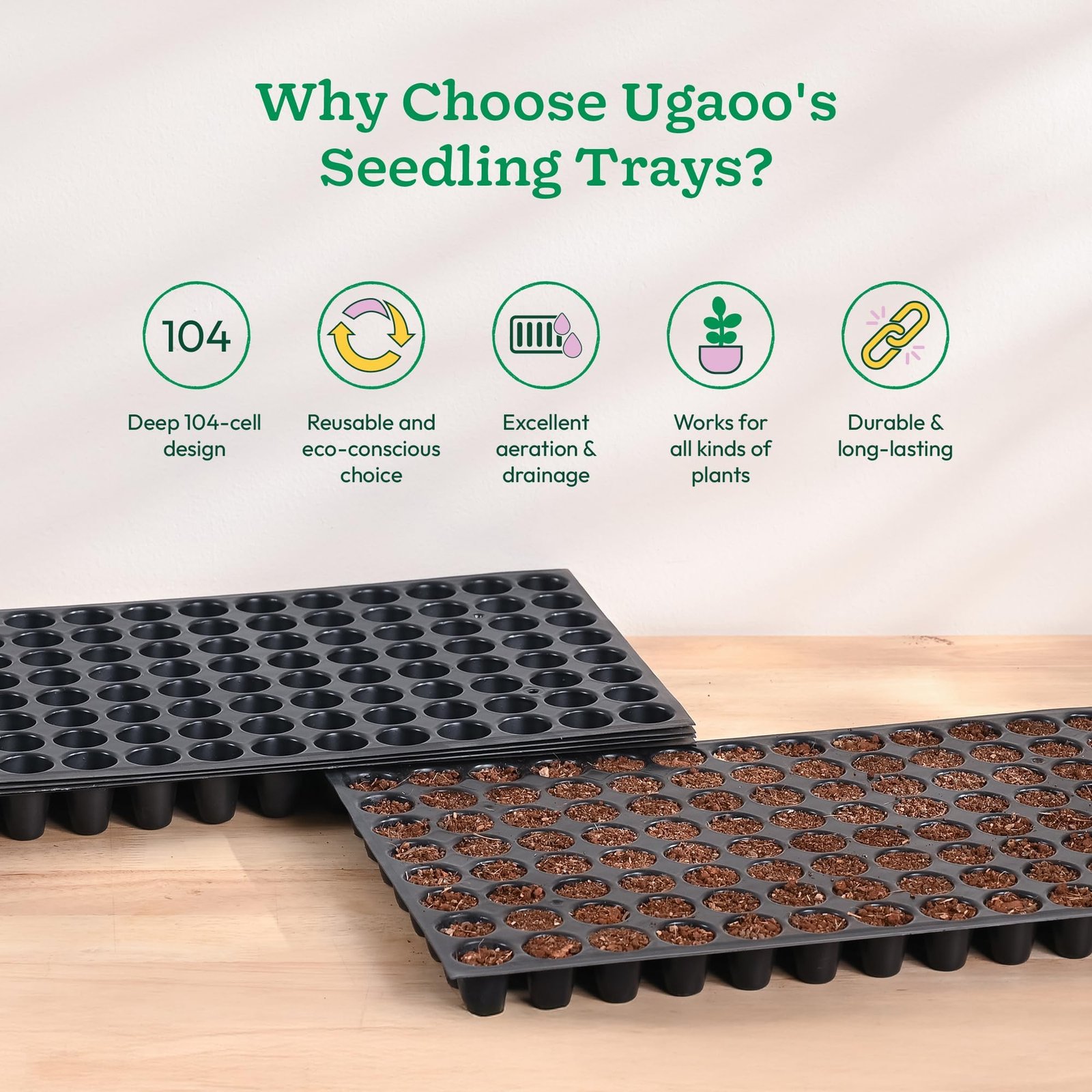 Reusable Seedling Tray - Pack of 3 (Black, 50 Holes/Tray) | Durable Plastic Germination Trays with Drainage Holes | Ideal for Seed Starting, Greenhouse, and Indoor Gardening - Image 6