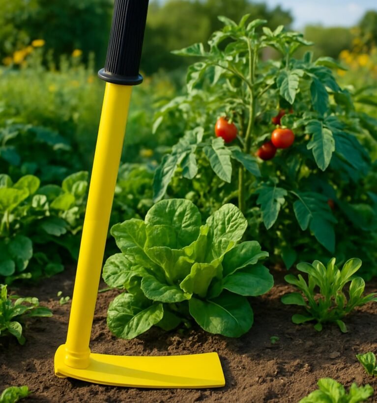 Heavy Duty Garden Hand Hoe with 16 inches Handle, Gardening Tool for Easy Soil Cultivation & Weeding, Comfort Grip Handle Phawda, Agriculture Equipment for Home Farm Lands (GT020, Yellow)