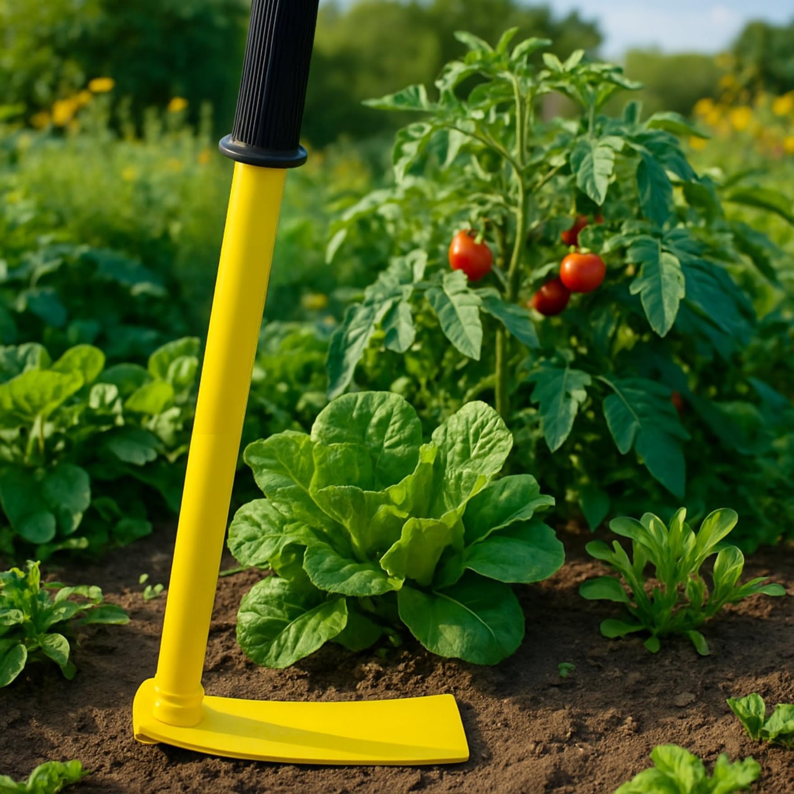 Heavy Duty Garden Hand Hoe with 16 inches Handle, Gardening Tool for Easy Soil Cultivation & Weeding, Comfort Grip Handle Phawda, Agriculture Equipment for Home Farm Lands (GT020, Yellow)