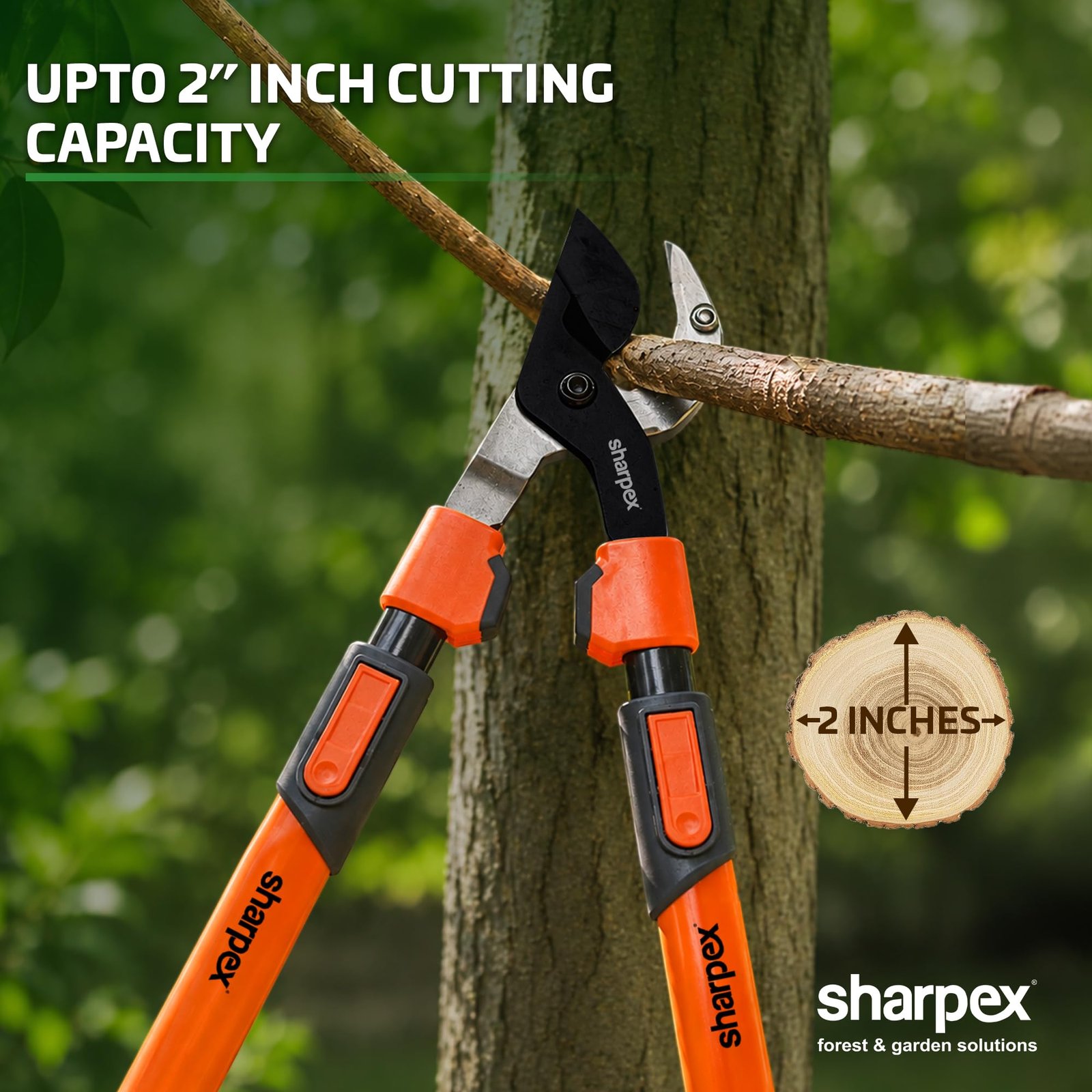 Razor Sharp Carbon Steel Blade Anvil Lopper with Steel Telescopic Handle, 2-Inch Cutting Capacity, Extendable Garden Pruning Tool for Trees, Shrubs & Branches, 65-90 cm, Orange - Image 4
