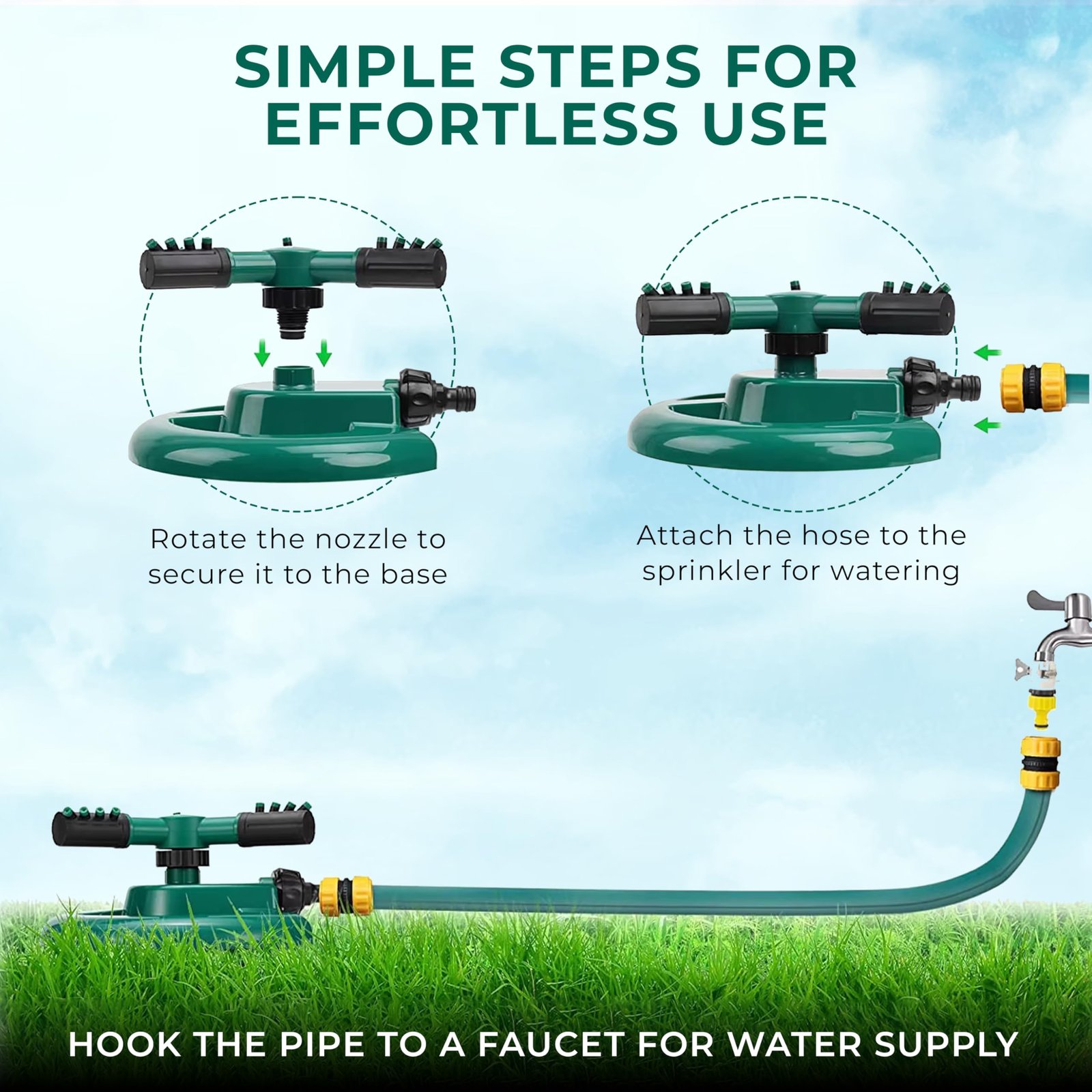 ROOTS & LEAF 360 Automatic Rotating Garden Sprinkler with 45 Adjustable Arms | Durable ABS Material | Coverage up to 32 Feet | for Efficient Watering in Gardens and Lawns (Pack of 1) - Image 4
