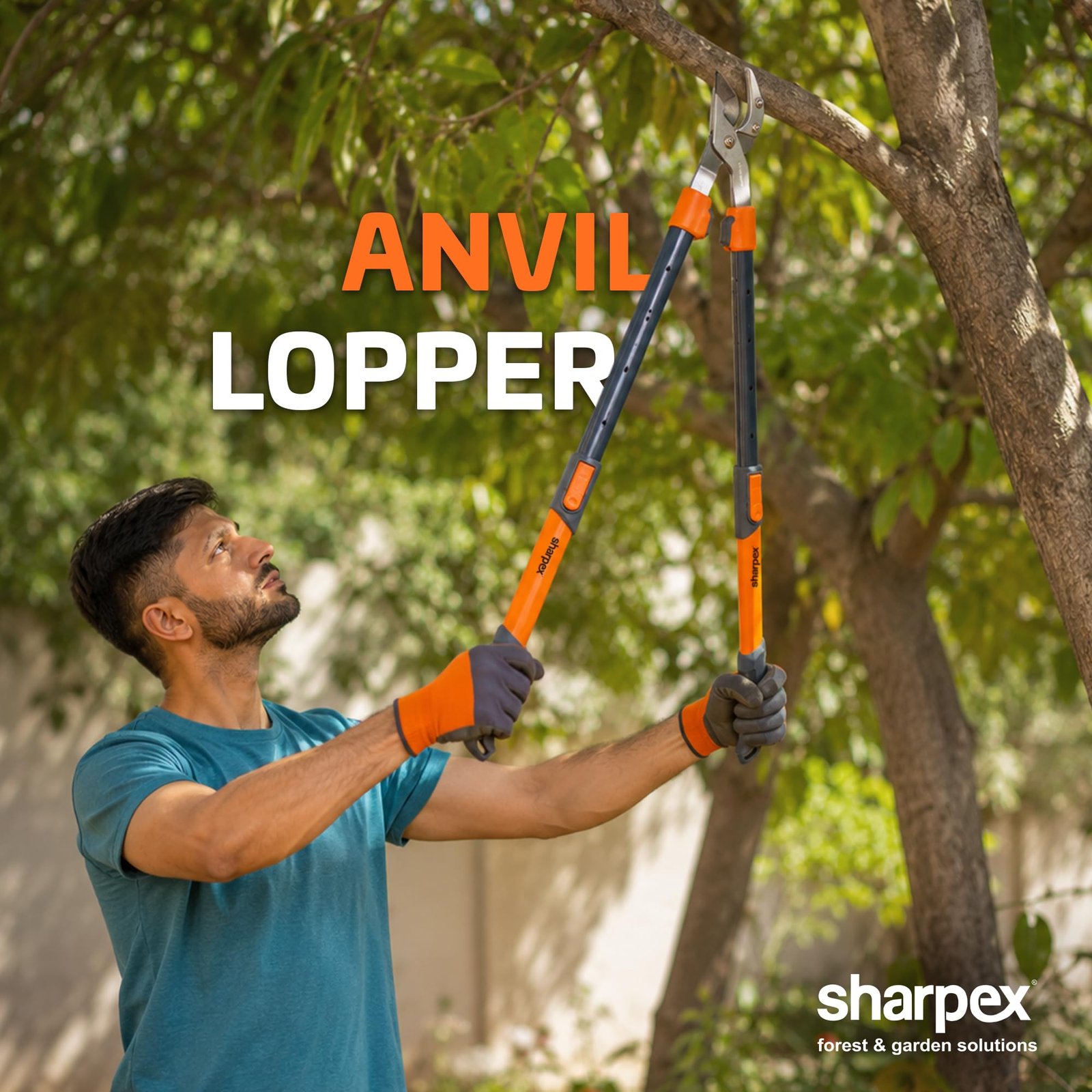 Razor Sharp Carbon Steel Blade Anvil Lopper with Steel Telescopic Handle, 2-Inch Cutting Capacity, Extendable Garden Pruning Tool for Trees, Shrubs & Branches, 65-90 cm, Orange - Image 2