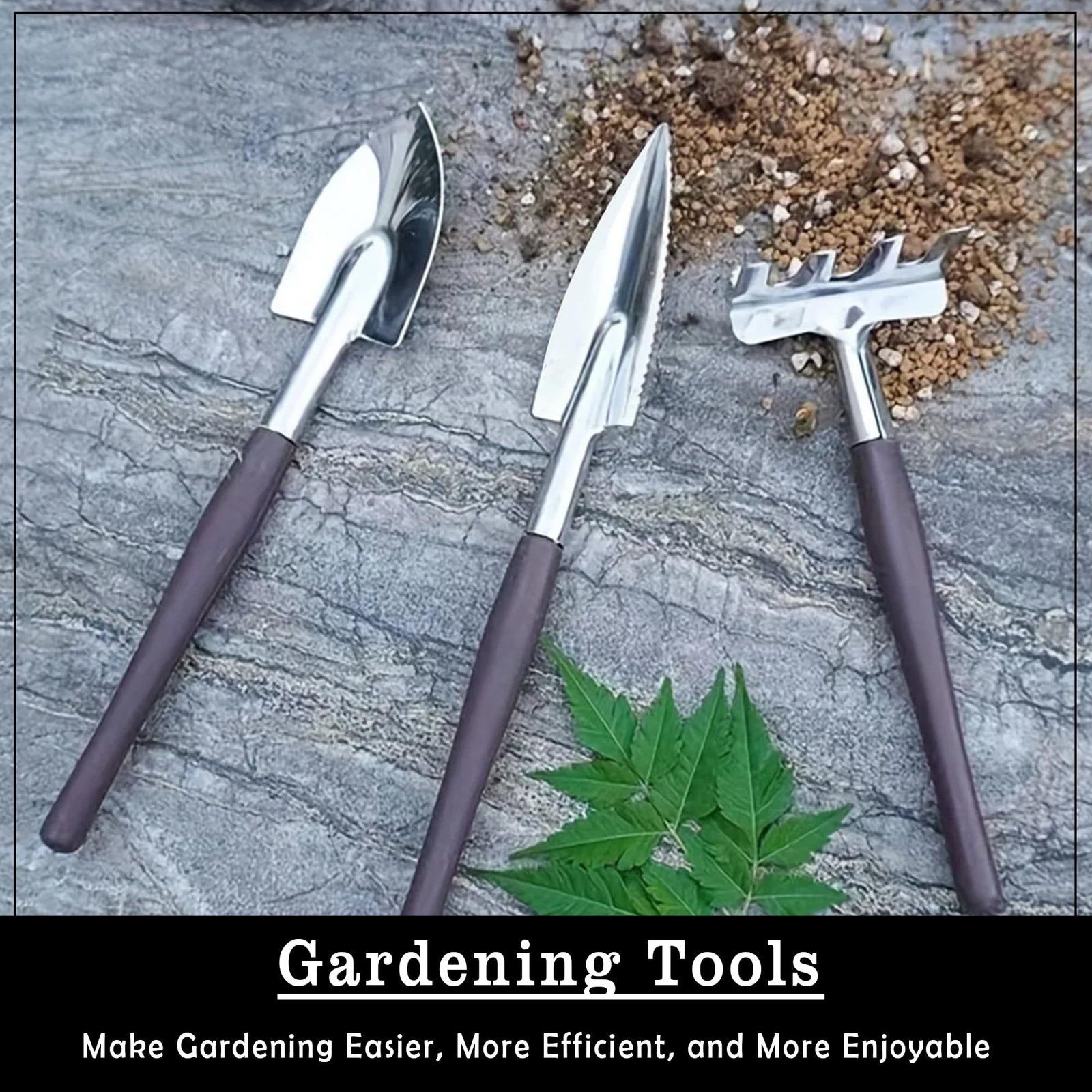 ® Garden Hand Tools 3 Pieces of Mini Garden Tools Trowel, Shovel, Cultivator, Outdoor and Indoor Portable Tool Set for Digging, Weeding, Planting - Image 4