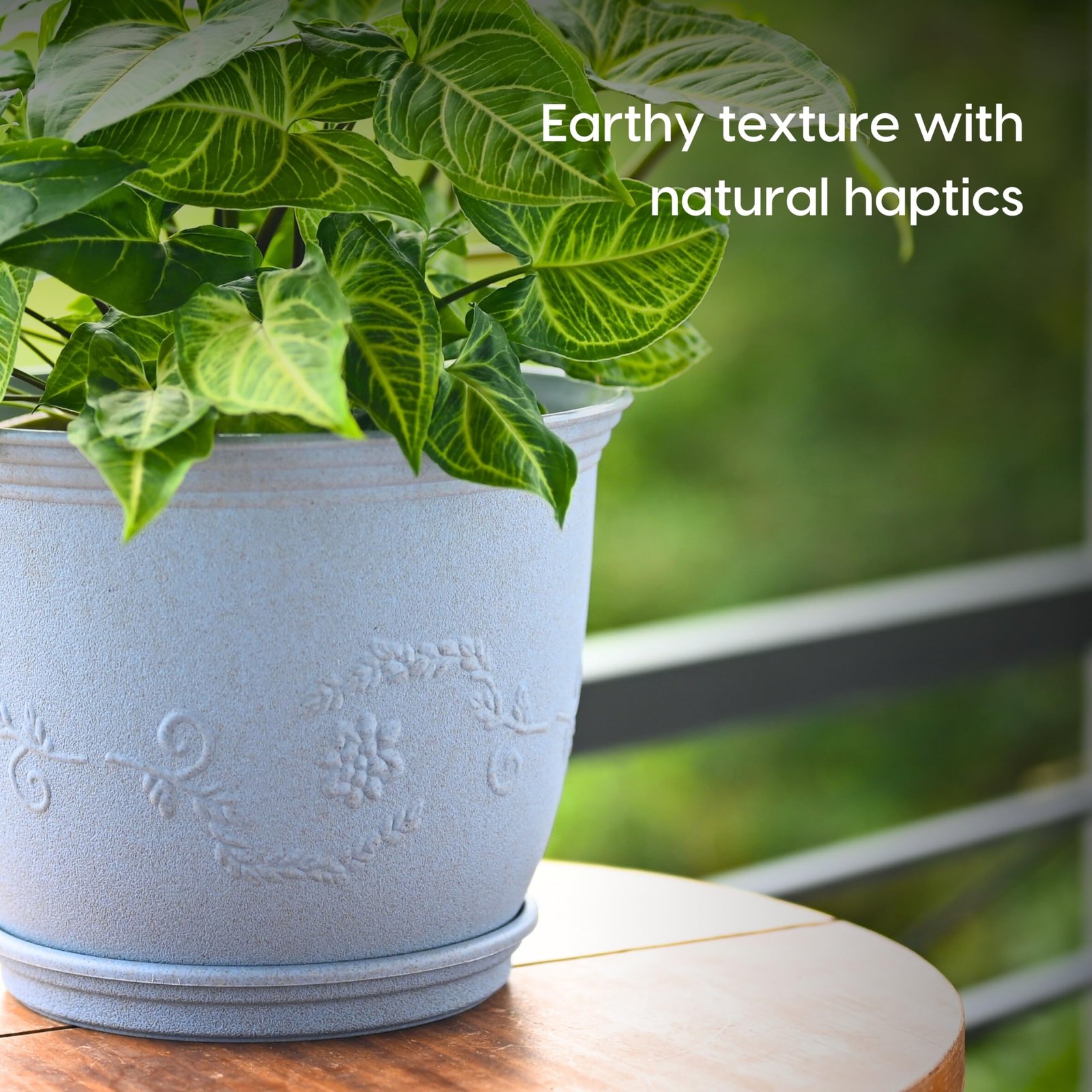 Earth Friendly 8" Leafy Planter with Tray Made with Rice Husk, 2 Units - Image 7