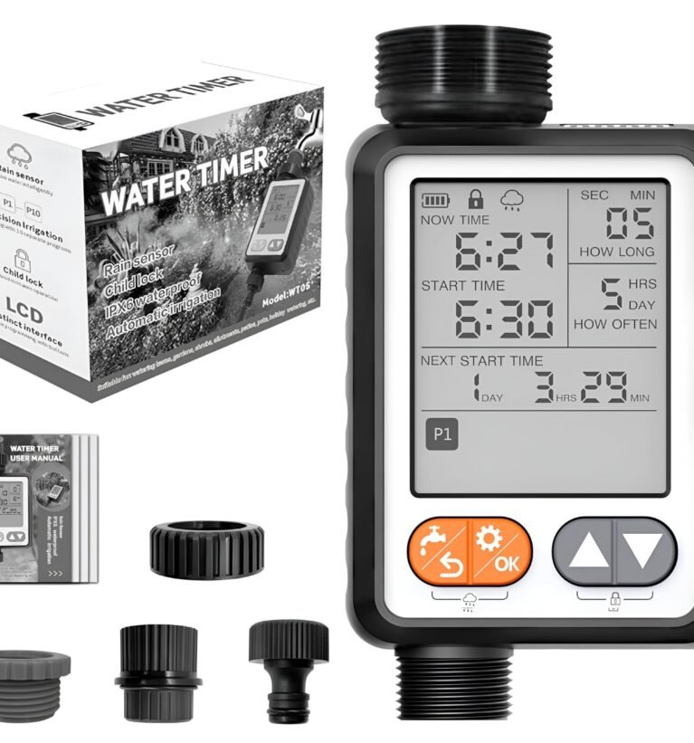 Water Timer With Rain Sensor, 10 Different Water Programs Drip Irrigation Controller With Child Lock Feature Programmable Automatic Water Dripper Home & Garden Irrigation Water Timer