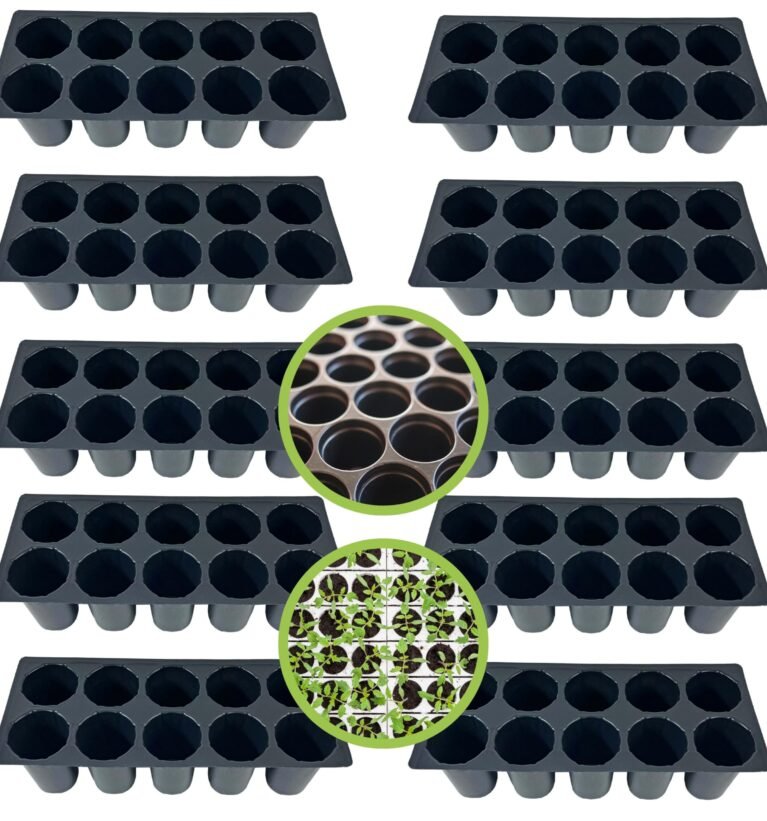Seed Germination Plastic Tray–Large UV-Protected 10 Tray for Seed Starting, Healthy Root Development, Root Aeration, Prevents Root Circling, Enhanced Drainage, Indoor Outdoor