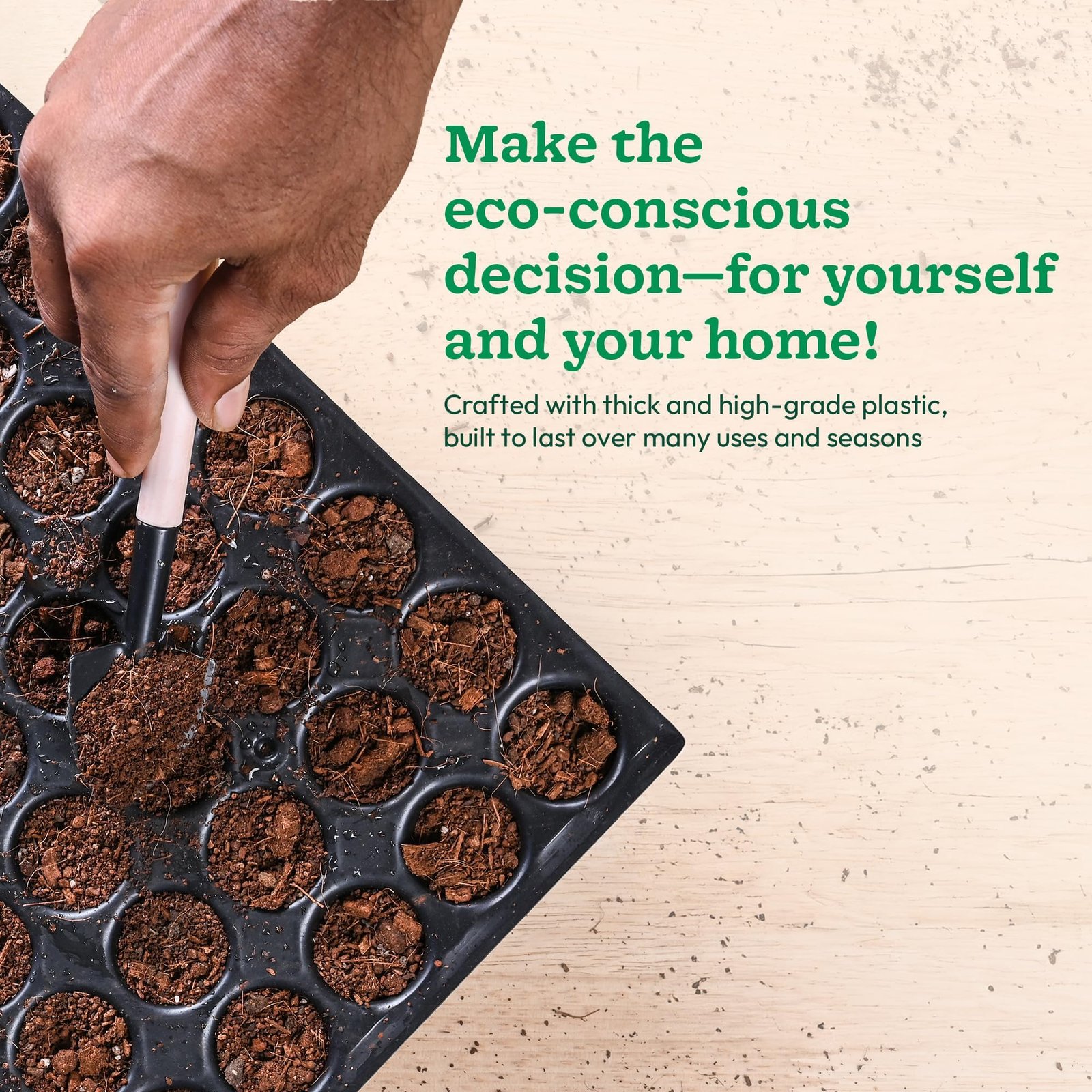 Reusable Seedling Tray - Pack of 3 (Black, 50 Holes/Tray) | Durable Plastic Germination Trays with Drainage Holes | Ideal for Seed Starting, Greenhouse, and Indoor Gardening - Image 2