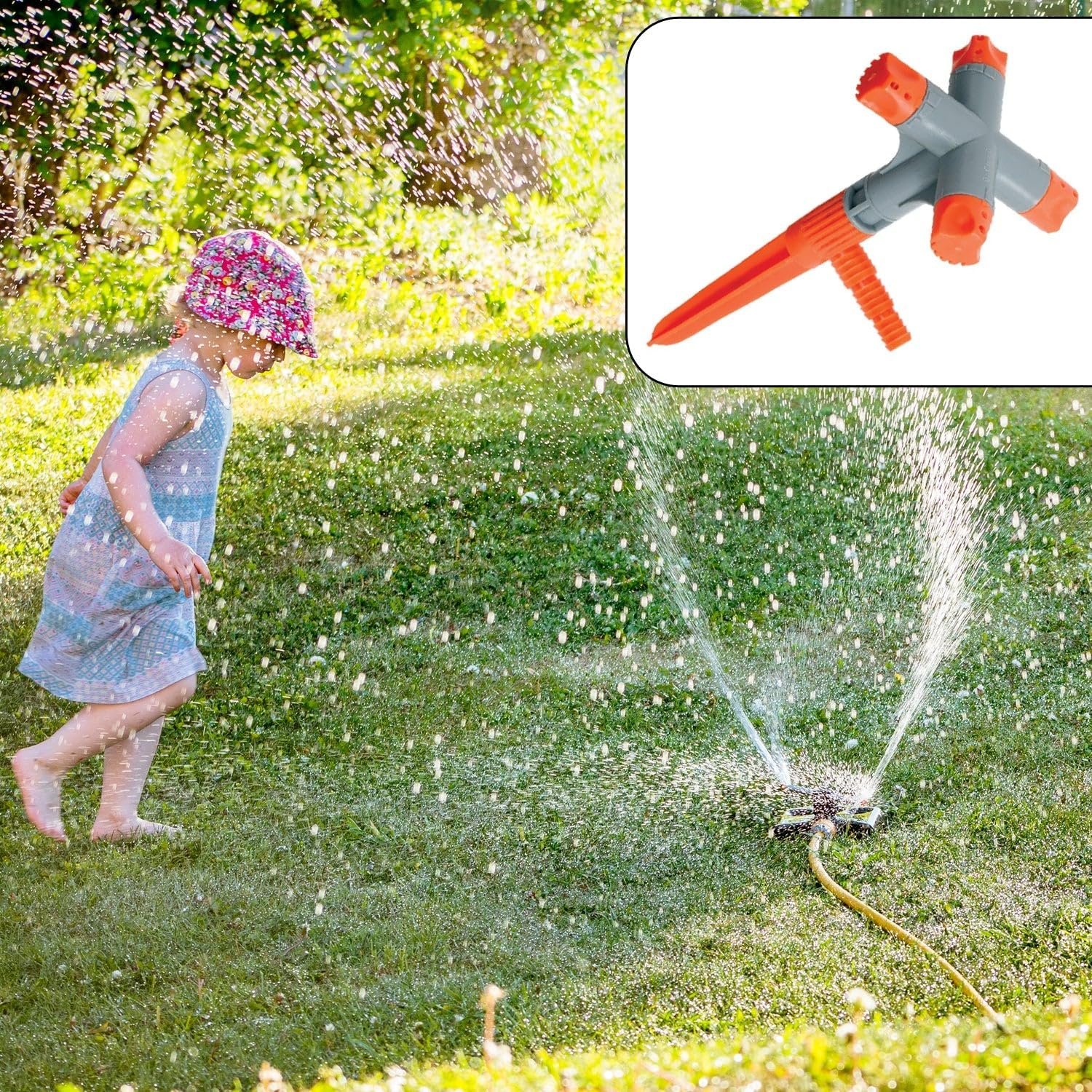 Garden Sprinkler 360° Rotating Adjustable Round 4 Arm Lawn Water Sprinkler for Watering Garden Plants/Pipe Hose Irrigation Yard Water Sprayer - Image 2